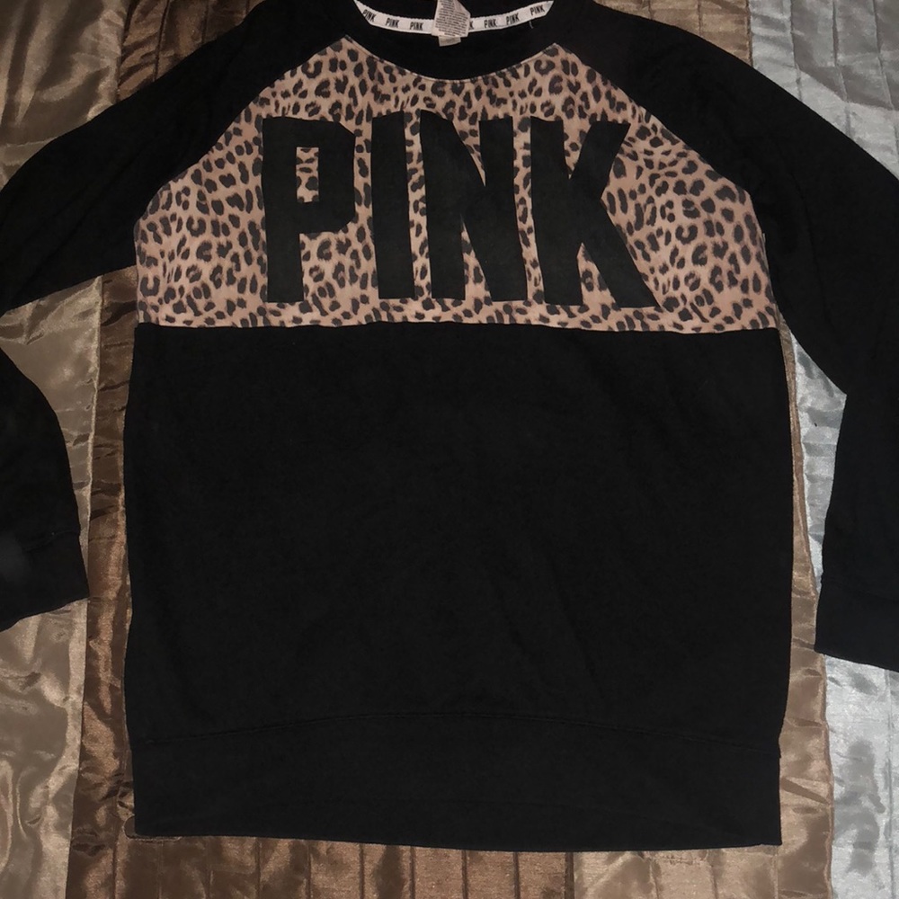 Black cheetah print PINK sweatshirt